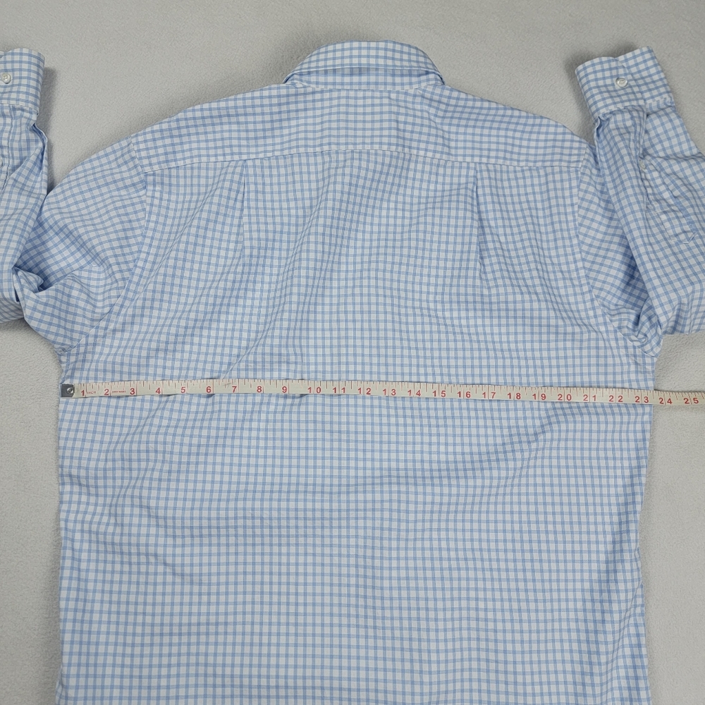 Ben Silver Charleston Button Down Shirt Men's 16.5-33 Blue Check 100% Cotton - Picture 6 of 11